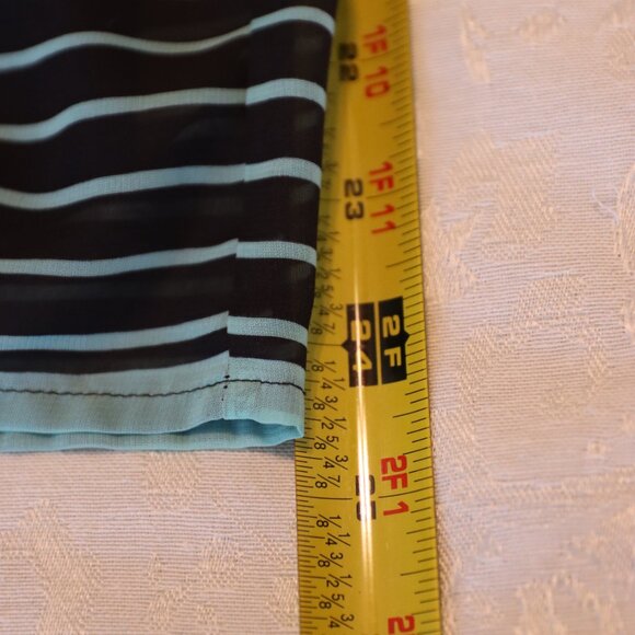 En Focus Petite Black and Aqua Striped Scoop Neck Sleeveless Swing Dress Size 14 - Picture 8 of 13